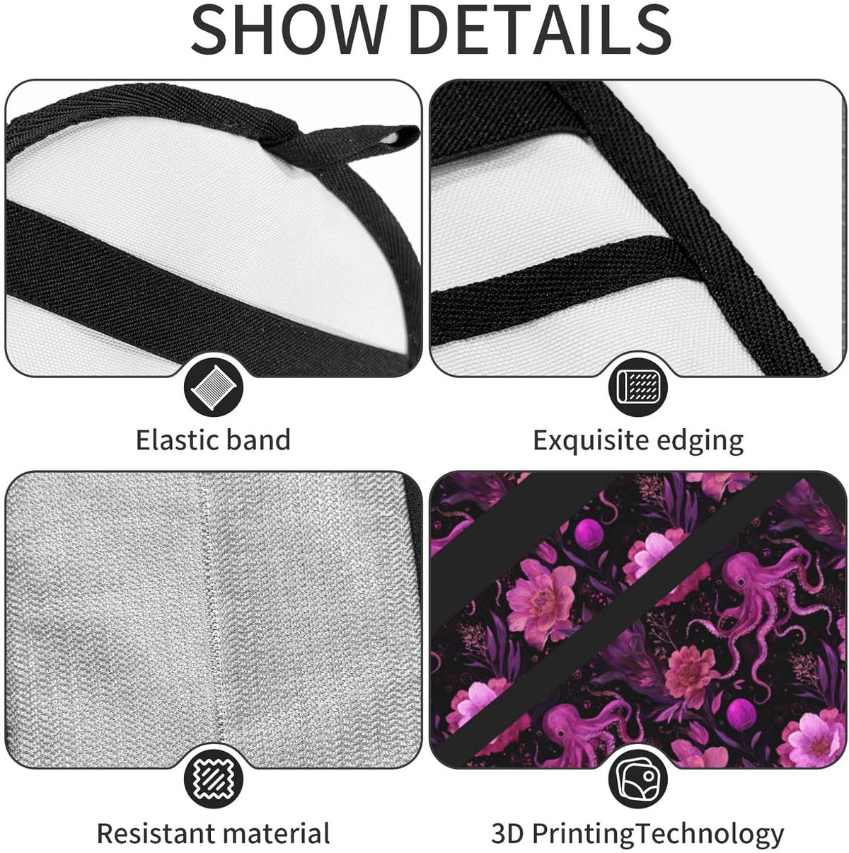 Pink Octopus Flower Pet Hair Removal Glove Dogs Hair Remover Glove Cats Fur Removal Tool with Hanging Loop for Couch 6.7X9.5 in