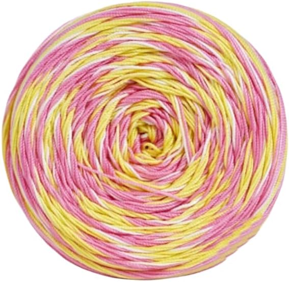 Gradient Lace Yarn ，Wool Blend Yarn for Knitting, Ideal for Hand-Crocheted Light Sweaters, Scarves & Coasters, Craft Yarns （1 roll，Rose Pink+Yellow）