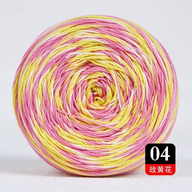 Gradient Lace Yarn ，Wool Blend Yarn for Knitting, Ideal for Hand-Crocheted Light Sweaters, Scarves & Coasters, Craft Yarns （1 roll，Rose Pink+Yellow）