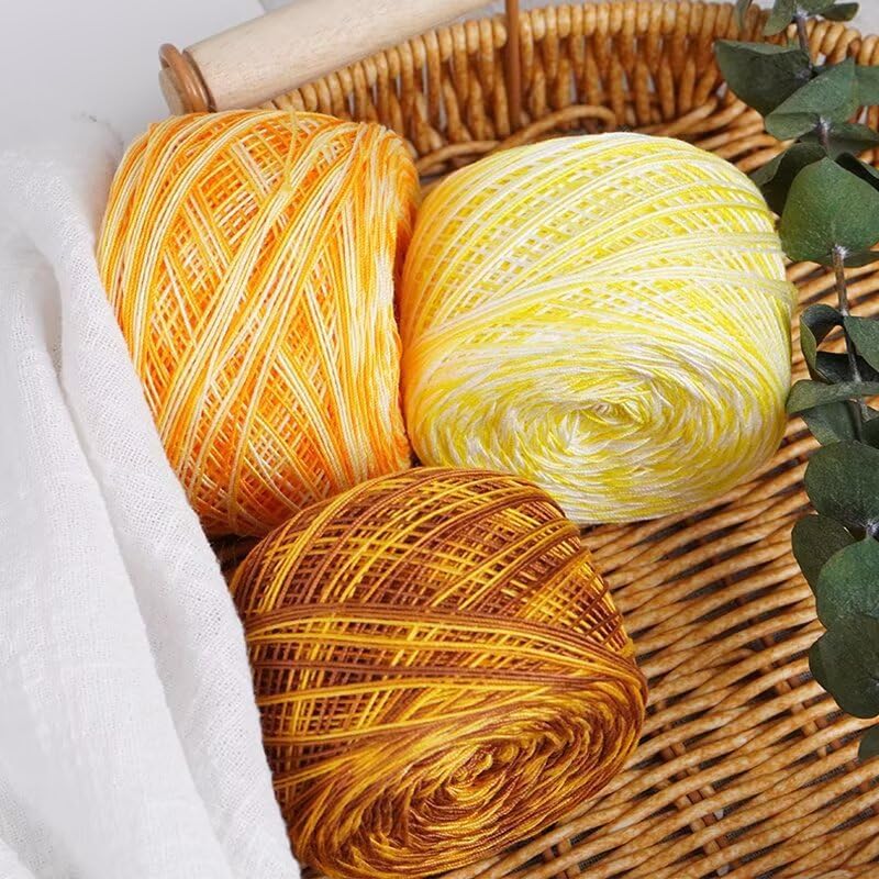 Gradient Lace Yarn ，Wool Blend Yarn for Knitting, Ideal for Hand-Crocheted Light Sweaters, Scarves & Coasters, Craft Yarns （1 roll，Rose Pink+Yellow）