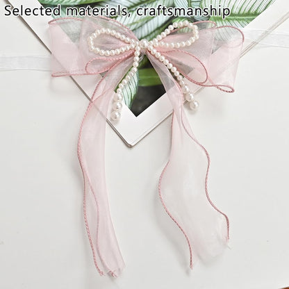 2 Pcs Bowknot Curtain Tiebacks, Butterfly Curtain Ties with Pearls, Sweet Bow Curtain Holdbacks Buckles for Home Decorative (Pink)