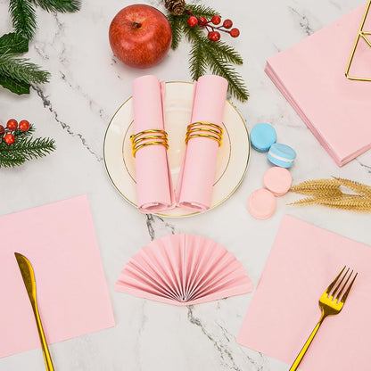 50 Pcs Cocktail Napkins Pink Napkins 6.5 x 6.5 Inch Disposable Disposable Beverage Party Napkins for Christmas Birthday Wedding Baby Shower