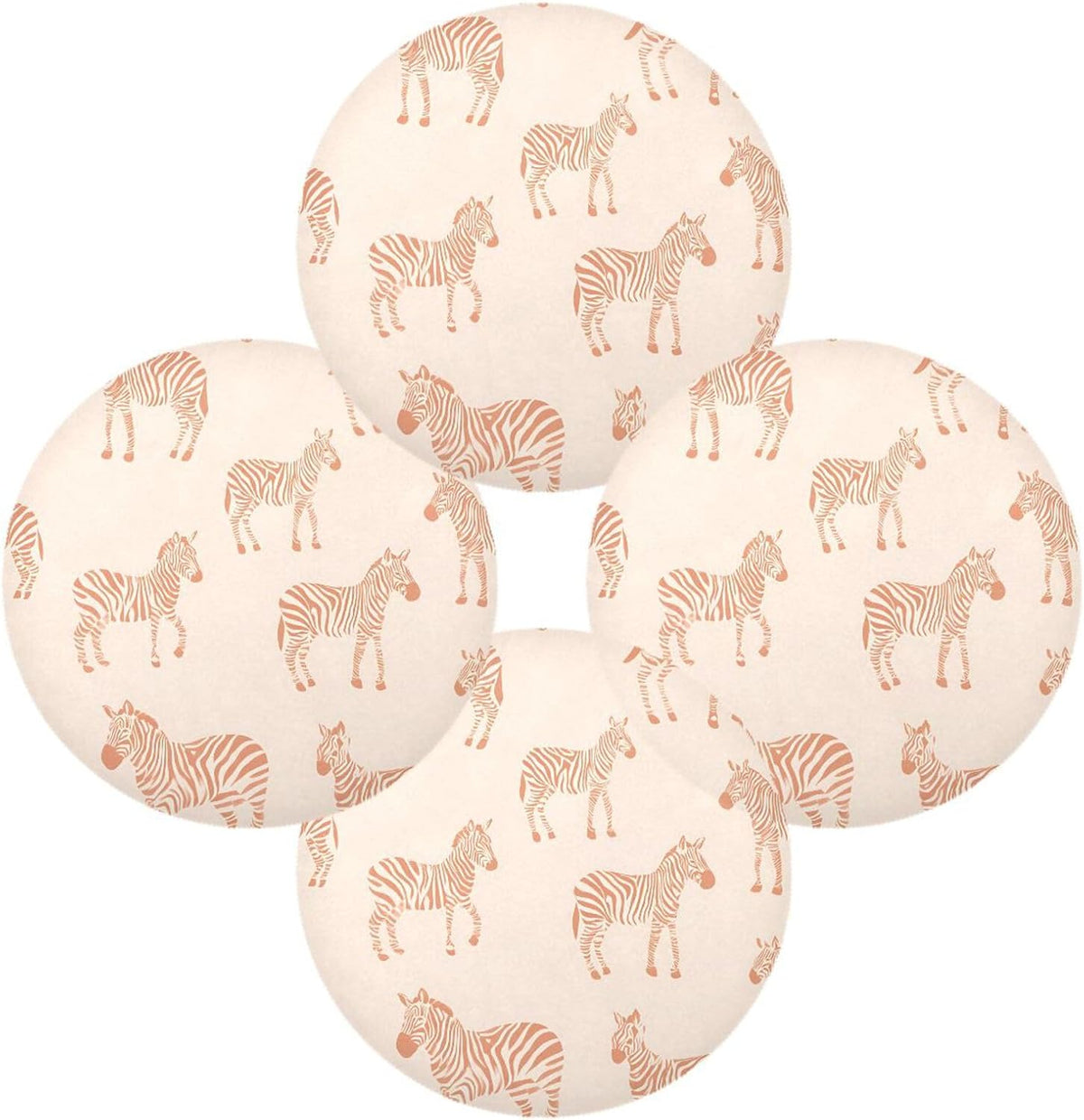 Round Placemats Peach Zebra Print Pattern Table Mats Washable Non-Slip Heat Resistant Place Mats for Dining Table Home Decoration Tray Mat 15.4"X15.4", Set of 1