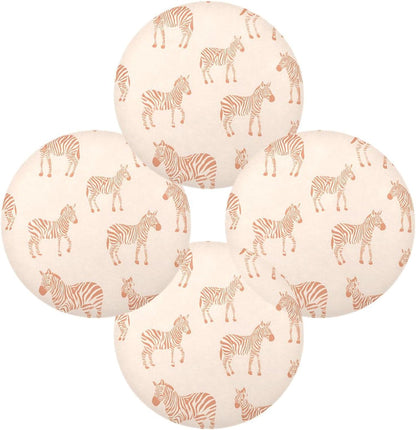 Round Placemats Peach Zebra Print Pattern Table Mats Washable Non-Slip Heat Resistant Place Mats for Dining Table Home Decoration Tray Mat 15.4"X15.4", Set of 1