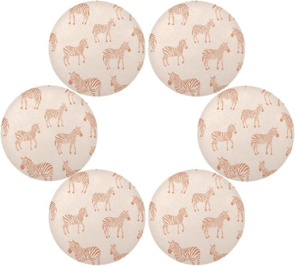 Round Placemats Peach Zebra Print Pattern Table Mats Washable Non-Slip Heat Resistant Place Mats for Dining Table Home Decoration Tray Mat 15.4"X15.4", Set of 1