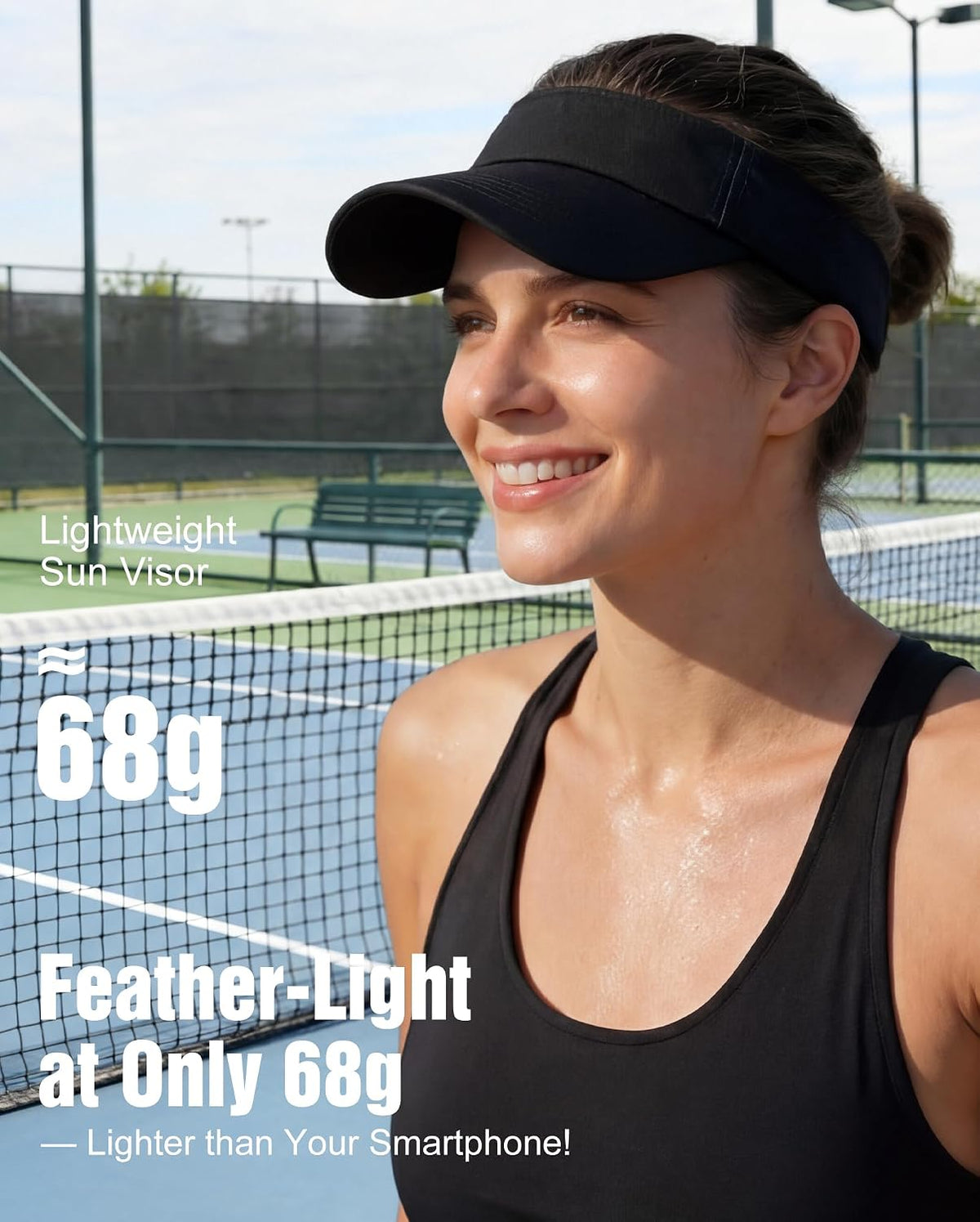 3.2" Structured Brim Visor Hats for Women, UPF 50+, Golf/Tennis