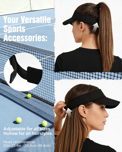 3.2" Structured Brim Visor Hats for Women, UPF 50+, Golf/Tennis