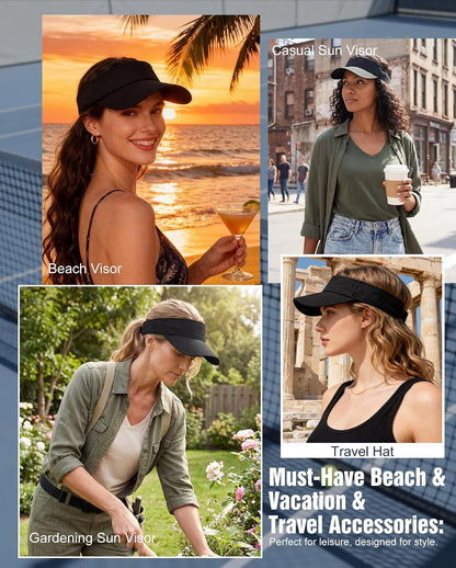 3.2" Structured Brim Visor Hats for Women, UPF 50+, Golf/Tennis