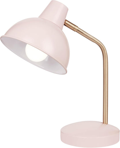 67339 16 Inch Pink Desk Lamp with Gold Arm, in-Line On/Off Switch, Reading Light, Ideal for Bedroom, Dorm and Office