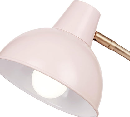 67339 16 Inch Pink Desk Lamp with Gold Arm, in-Line On/Off Switch, Reading Light, Ideal for Bedroom, Dorm and Office