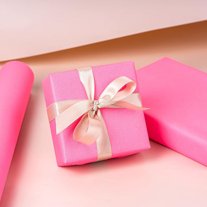 Pink Wrapping Paper Roll, Fluorescent Neon Solid Color Paper for Valentine, Birthday, Mother's Day, Wedding, Anniversary, Mini Roll, 17 inches x 32.8 Feet (47.23 sq.ft.)