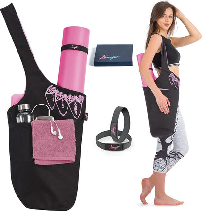 Yoga Mat Bag & Carrier with Pockets for Women