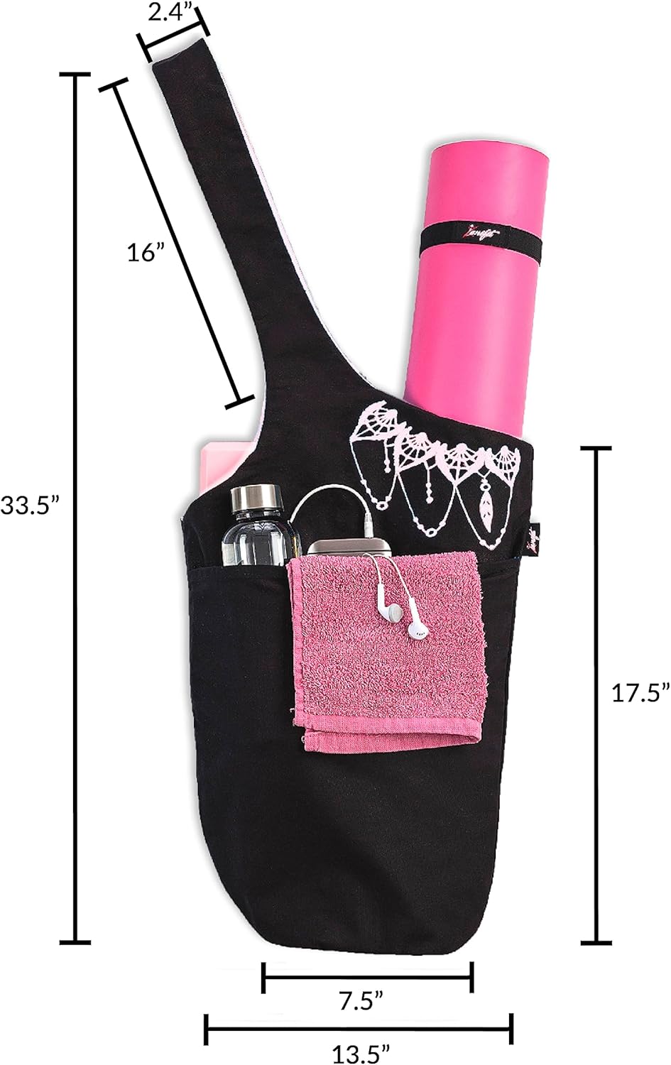 Yoga Mat Bag & Carrier with Pockets for Women
