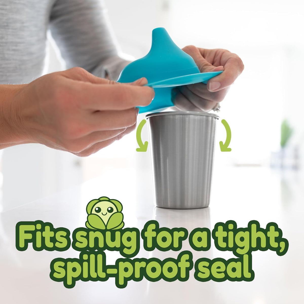 Silicone Sippy Cup Lids - Spill Proof, Fits Any Cup, BPA-Free, Durable & Soft for Babies & Toddlers, Quick to Attach - 5 Pack Silicone Lids for Cups (Purple, Pink, Green, Orange, Teal)
