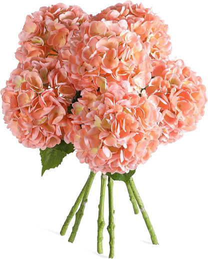 6PCS 22 inch Hydrangea Artificial Flowers Real Touch Pale Pink Faux Hydrangea Flowers with Home Office Decor or Wedding Arrange Holiday and Birthday Party Decorations(Pale Pink)
