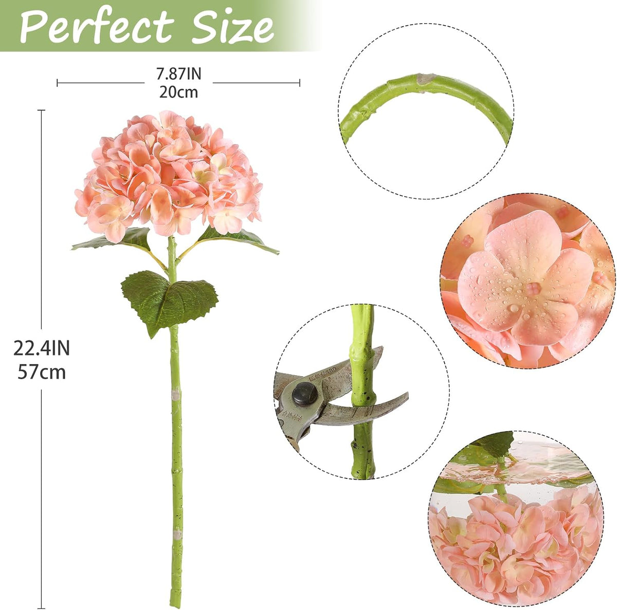 6PCS 22 inch Hydrangea Artificial Flowers Real Touch Pale Pink Faux Hydrangea Flowers with Home Office Decor or Wedding Arrange Holiday and Birthday Party Decorations(Pale Pink)
