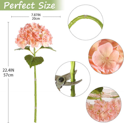 6PCS 22 inch Hydrangea Artificial Flowers Real Touch Pale Pink Faux Hydrangea Flowers with Home Office Decor or Wedding Arrange Holiday and Birthday Party Decorations(Pale Pink)