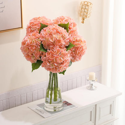 6PCS 22 inch Hydrangea Artificial Flowers Real Touch Pale Pink Faux Hydrangea Flowers with Home Office Decor or Wedding Arrange Holiday and Birthday Party Decorations(Pale Pink)