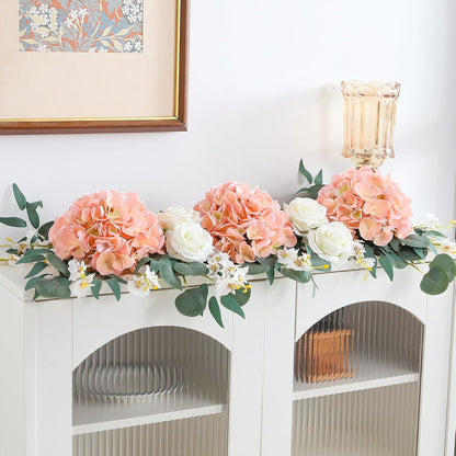 6PCS 22 inch Hydrangea Artificial Flowers Real Touch Pale Pink Faux Hydrangea Flowers with Home Office Decor or Wedding Arrange Holiday and Birthday Party Decorations(Pale Pink)