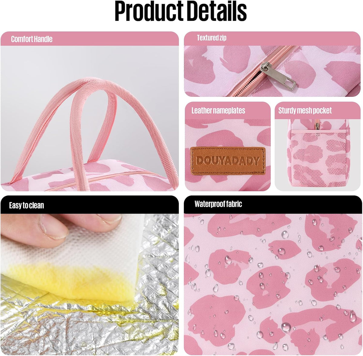 Lunch Bag Women/Men Lunch Box Women/Men (pink leopard)