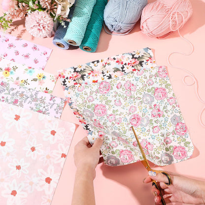 30 Pcs 9.5''x9.5'' Quilting Cotton Fabric Squares Floral Precut Fabric Square Sheets for Sewing Scrapbooking DIY Craft Patchwork(Pink Floral)