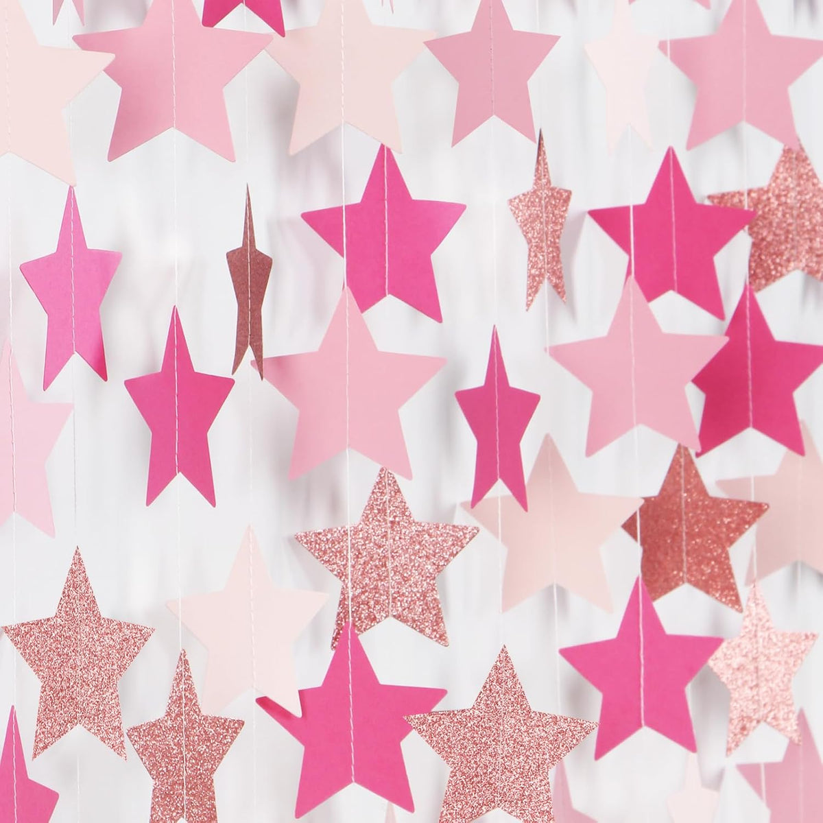 Hot-Pink Rose-Gold Party Decorations Garland - 62ft Twinkle Little Star Hanging Streamers Banner,Birthday Wedding Bridal Baby Shower Bachelorette Engagement Decor