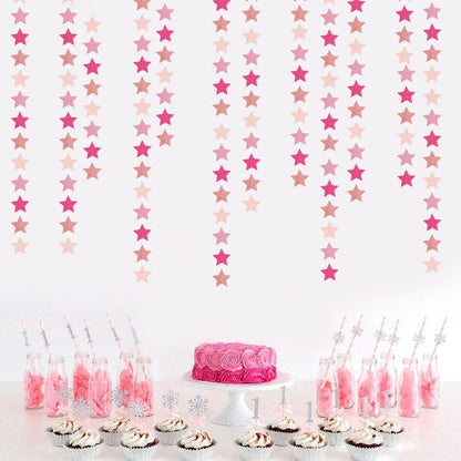 Hot-Pink Rose-Gold Party Decorations Garland - 62ft Twinkle Little Star Hanging Streamers Banner,Birthday Wedding Bridal Baby Shower Bachelorette Engagement Decor