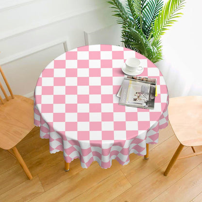 Checkered Table Cloth, Classic Checkerboard Tablecloth for Picnic, Party, Dinner Table Cover, Waterproof Washable Wrinkle Resistant (Pink, 60''x60'' (Round))