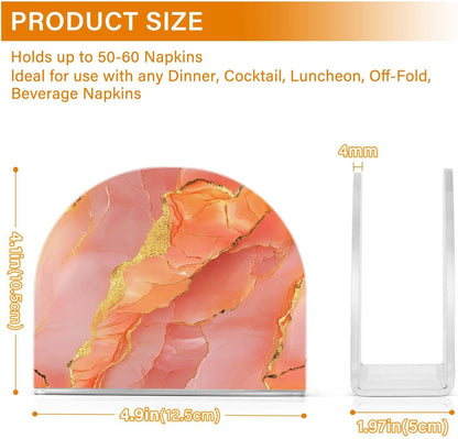 Acrylic Napkin Holder 2 Pack Holds 50-60 Napkins One-Piecing Molding Napkin Fit Kitchen & Dining Table Sturdy & durables Marble Peach Gold