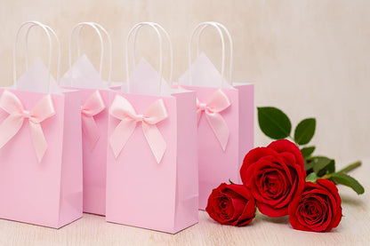 12-Pack Pink Gift Bags with Handles, 7.9x5.12x3.15 Inches Kraft Paper Party Favor Bags for Baby Showers, Birthdays, Weddings