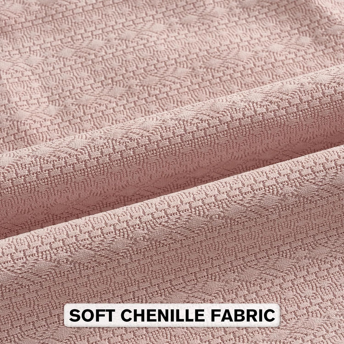 Pack of 2 Chenille Throw Pillow Covers 18x18 Inch, Pink
