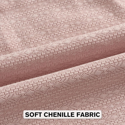 Pack of 2 Chenille Throw Pillow Covers 18x18 Inch, Pink