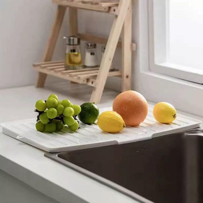 17.6x12'' Kitchen Dish Drain Board & Drying Rack Tray with Built-in Drain Lip – Sturdy Plastic Drying Pad for Countertop, Prevents Water Buildup, Easy to Clean