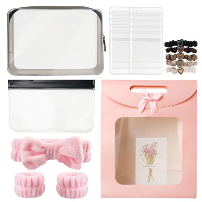 Spa Headband Wristband Gift Set for Women, Pink | 22 Pcs