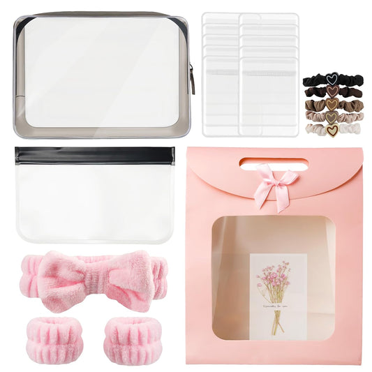 Spa Headband Wristband Gift Set for Women, Pink | 22 Pcs