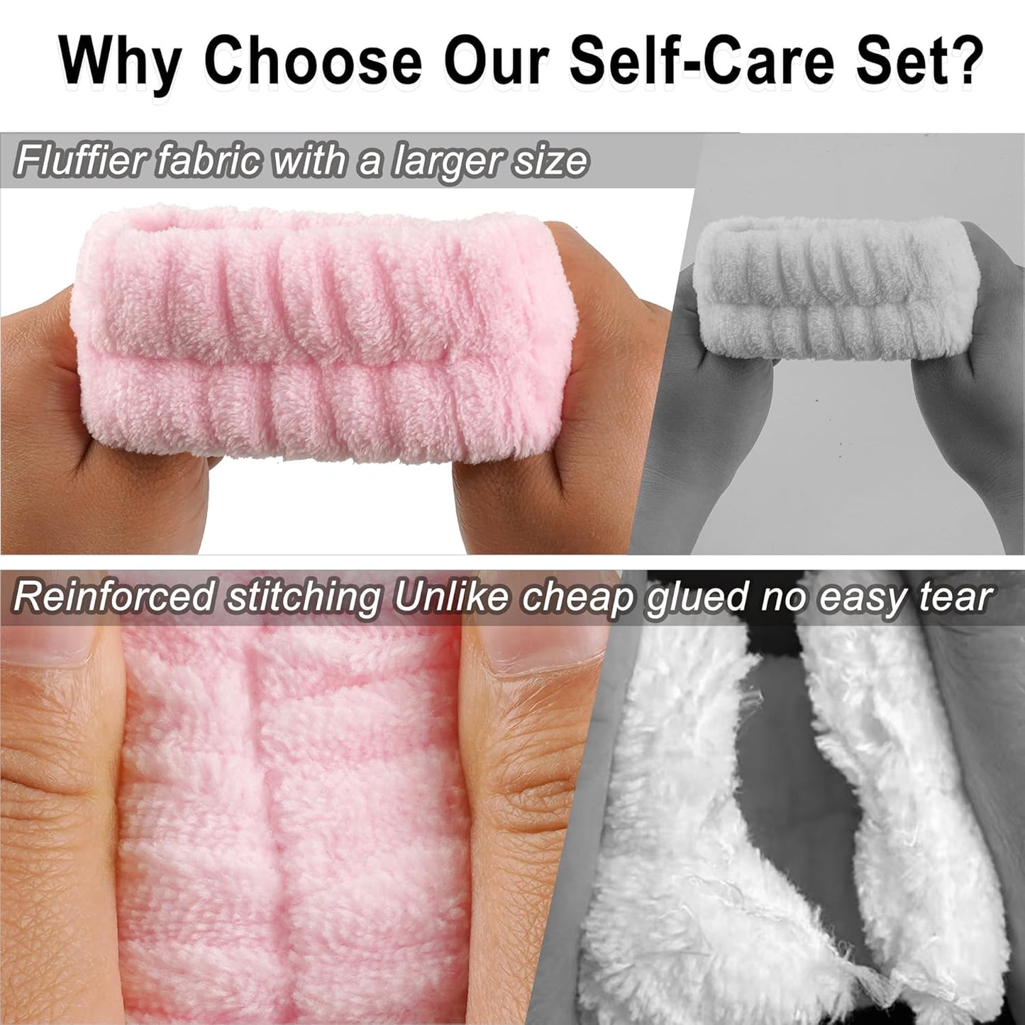 Spa Headband Wristband Gift Set for Women, Pink | 22 Pcs