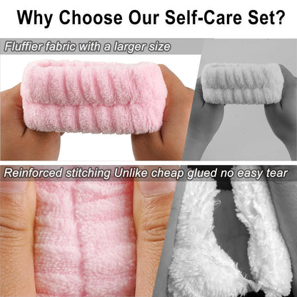 Spa Headband Wristband Gift Set for Women, Pink | 22 Pcs