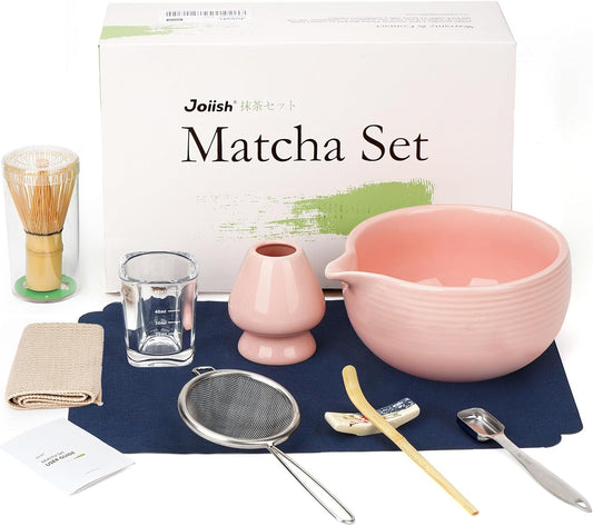 Matcha Whisk Set, 10-Pcs Matcha Kit with Measuring Spoon/Cup, Pink