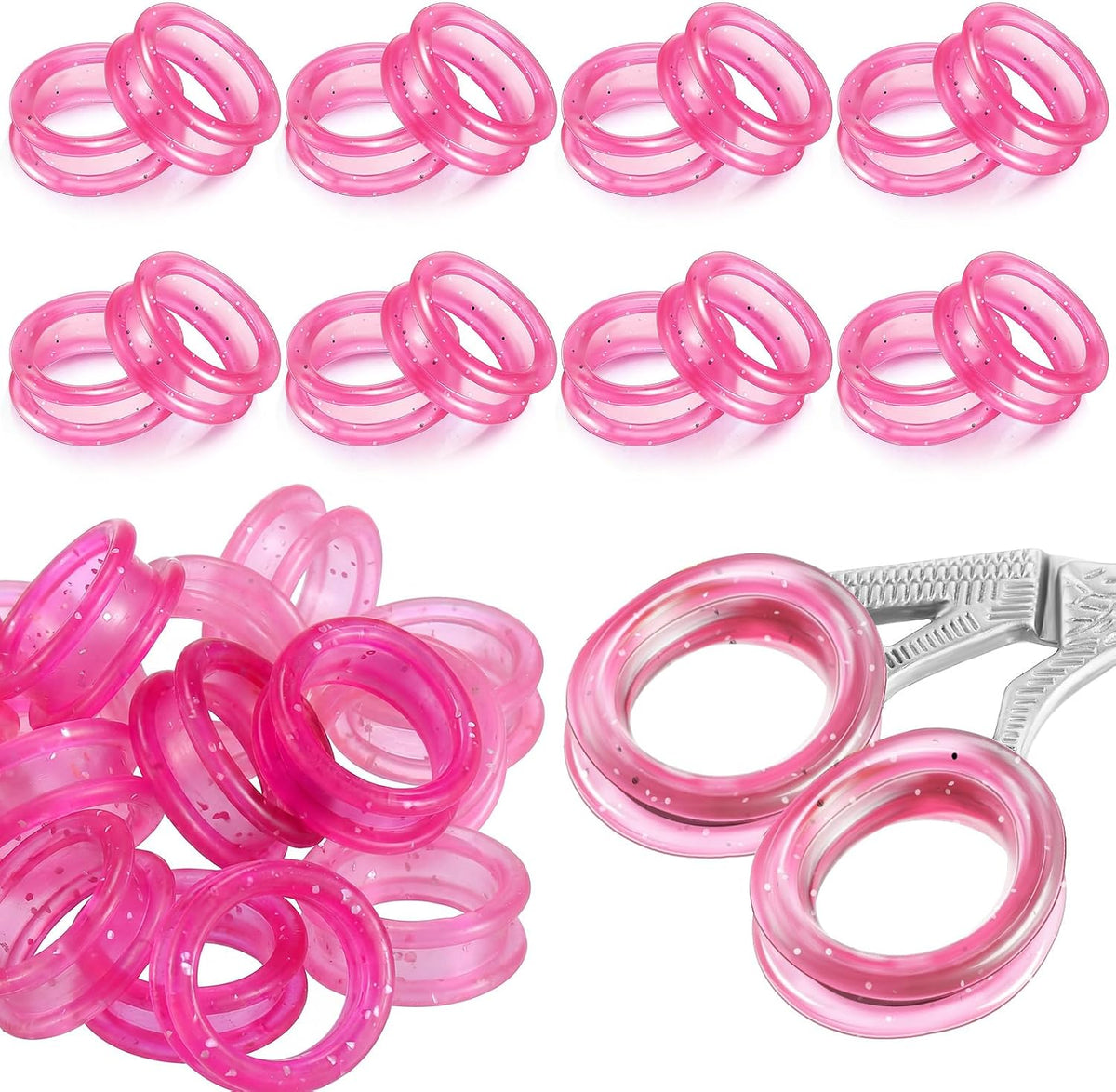 24 Pcs Silicone Scissor Finger Rings Pet Grooming Shear Inserts, Pink