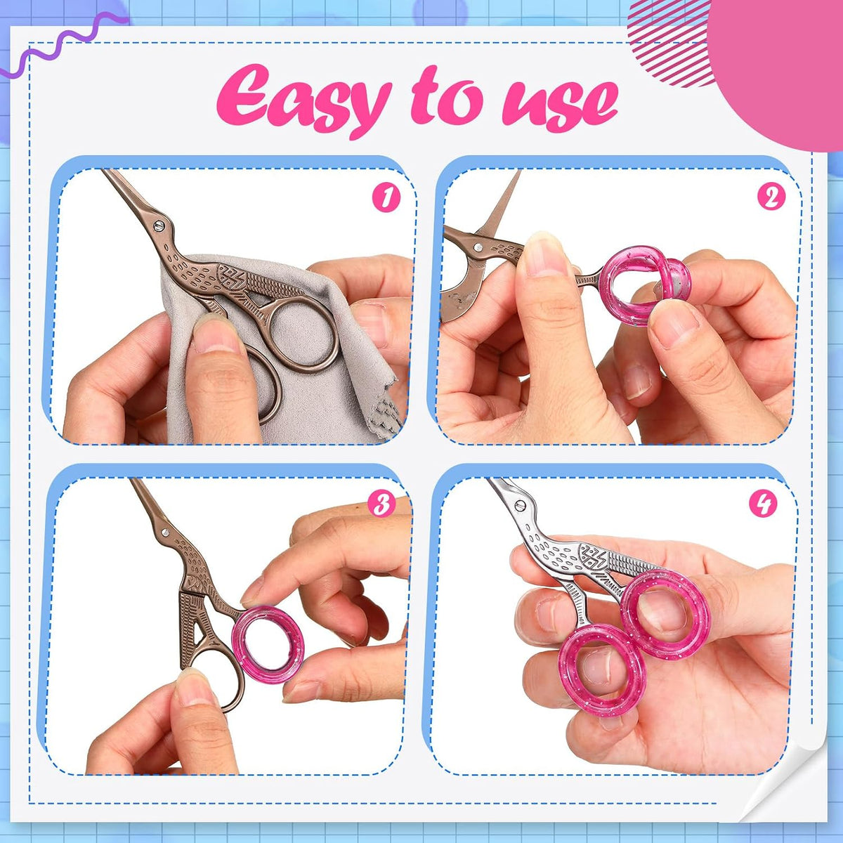 24 Pcs Silicone Scissor Finger Rings Pet Grooming Shear Inserts, Pink
