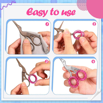 24 Pcs Silicone Scissor Finger Rings Pet Grooming Shear Inserts, Pink