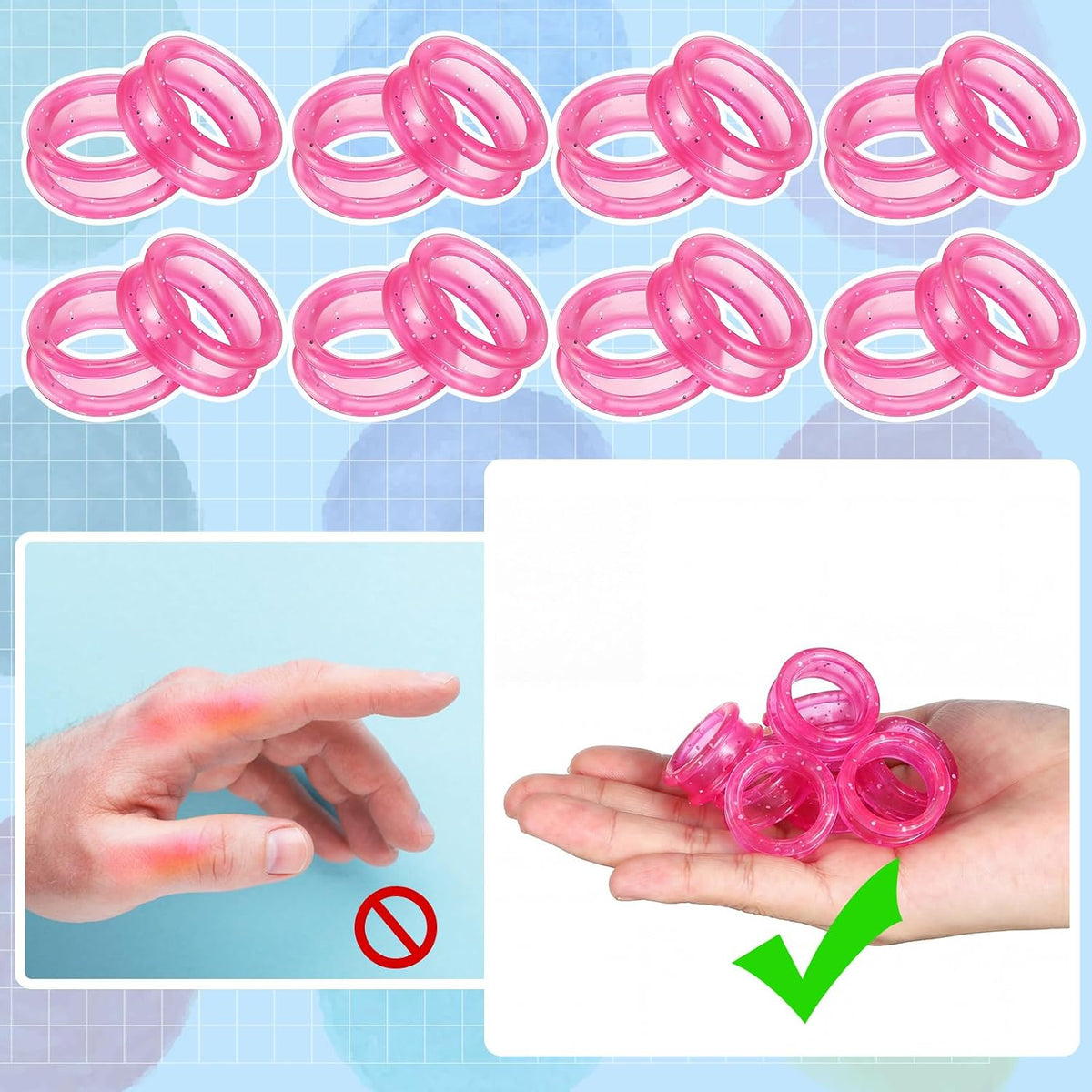 24 Pcs Silicone Scissor Finger Rings Pet Grooming Shear Inserts, Pink