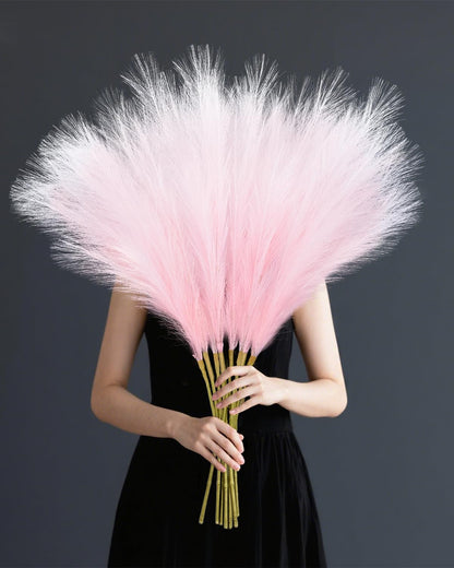 Faux Pampas Grass, 8 Pcs 35.4" Tall Pampas Grass Floor Vase Decor, Pink