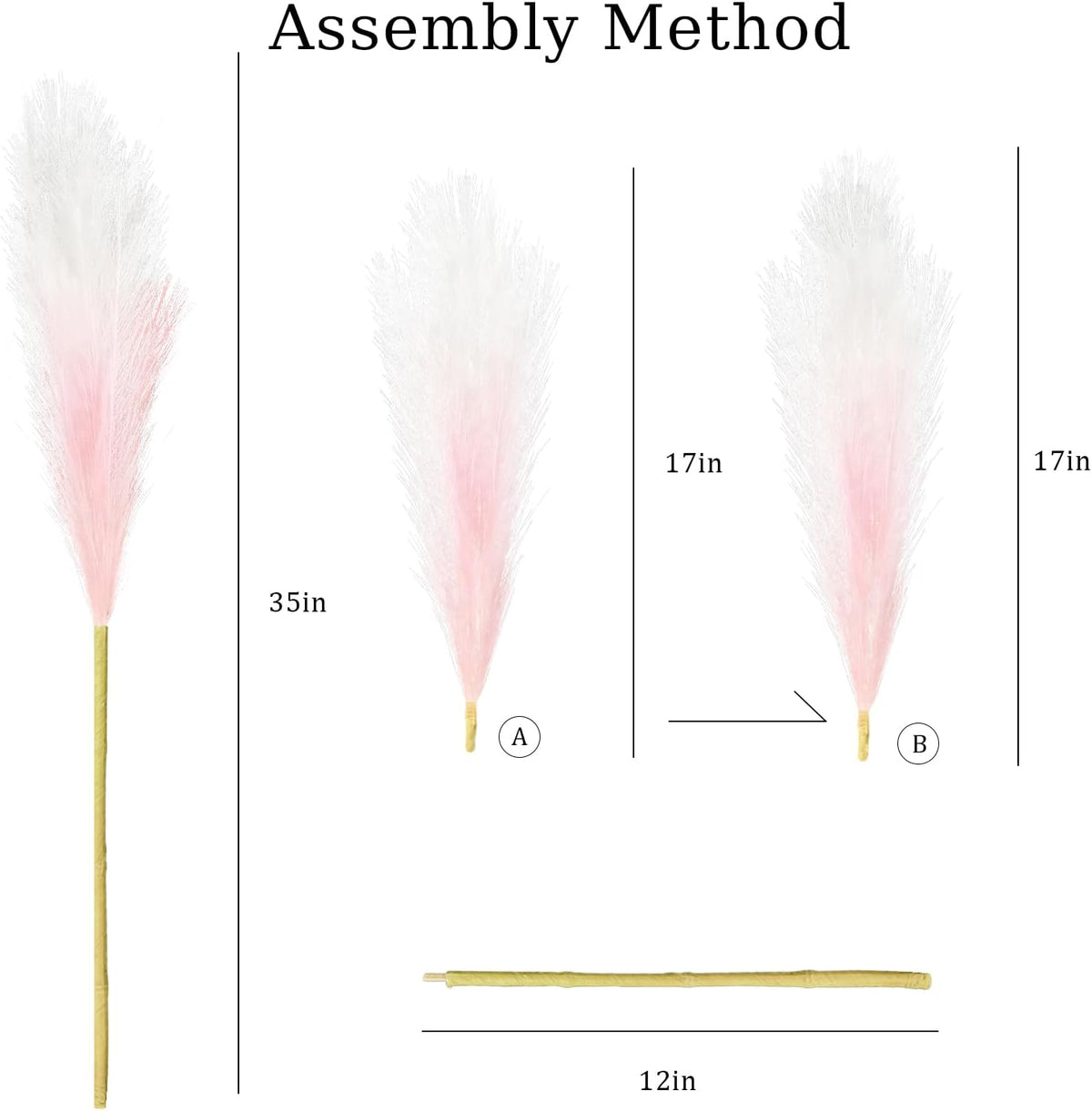 Faux Pampas Grass, 8 Pcs 35.4" Tall Pampas Grass Floor Vase Decor, Pink
