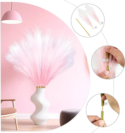 Faux Pampas Grass, 8 Pcs 35.4" Tall Pampas Grass Floor Vase Decor, Pink
