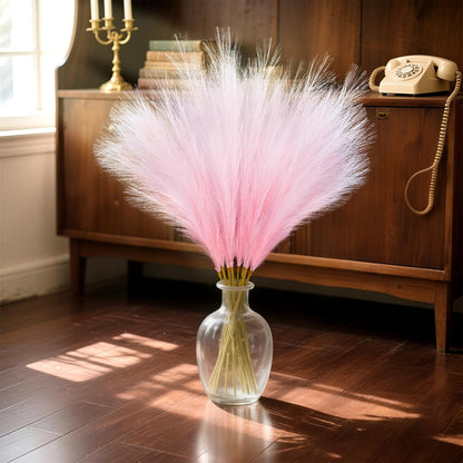 Faux Pampas Grass, 8 Pcs 35.4" Tall Pampas Grass Floor Vase Decor, Pink