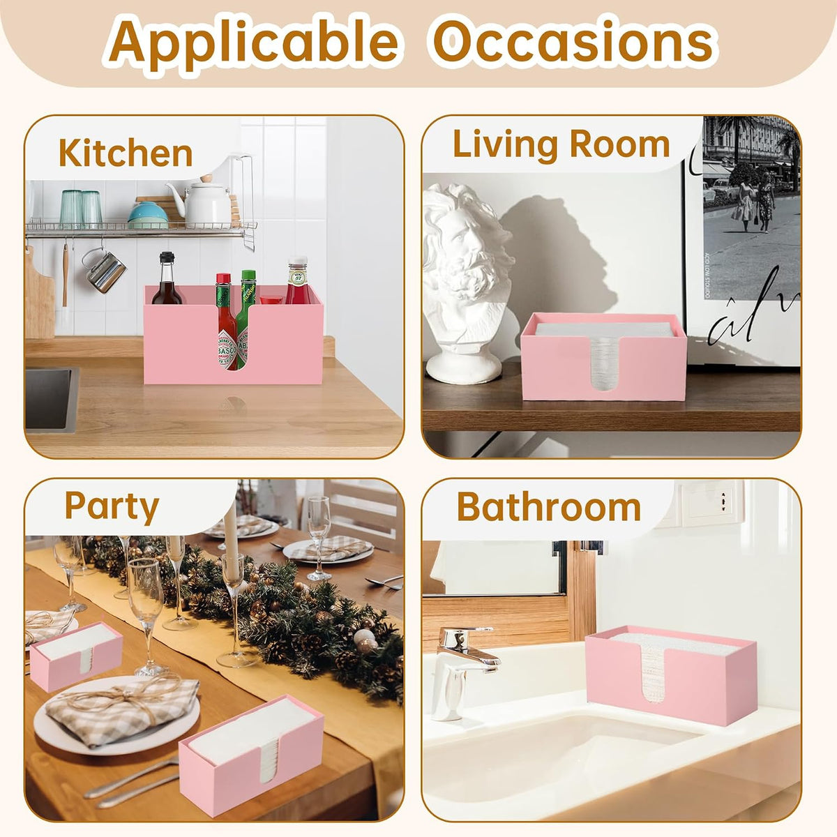 Acrylic Paper Towel Holder Countertop, Pink Napkin Holder