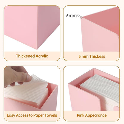 Acrylic Paper Towel Holder Countertop, Pink Napkin Holder