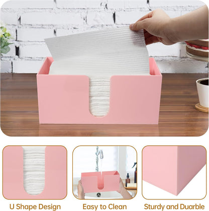 Acrylic Paper Towel Holder Countertop, Pink Napkin Holder