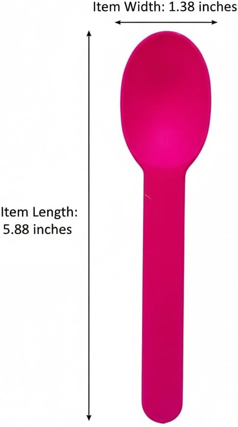 50PC Pink Plastic Dessert Spoons, 5.9"Ice Cream Spoons with Wide Handles for Party & Everyday Use